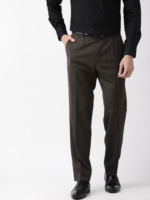 

Marks & Spencer Men Coffee Brown Tailored Fit Solid Formal Trousers