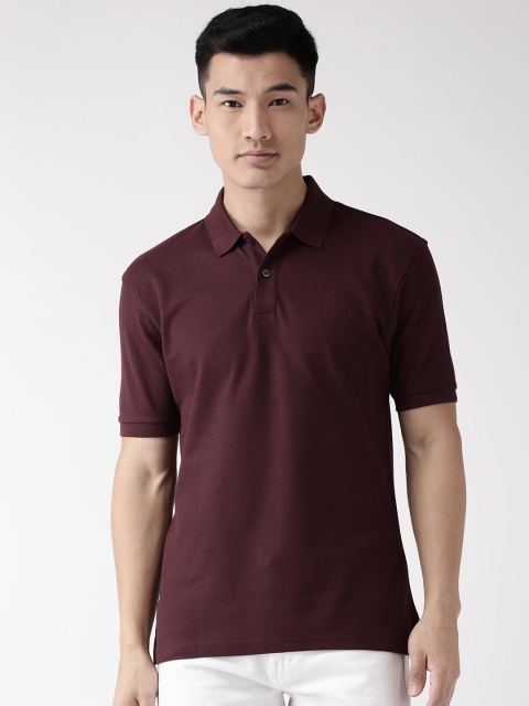 

Marks & Spencer Men Burgundy Slim Fit Solid Polo Collar T-shirt