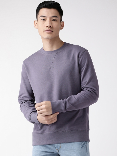

Marks & Spencer Men Lavender Solid Sweatshirt
