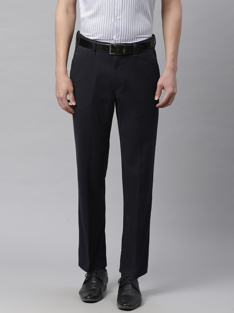 

Marks & Spencer Men Navy Blue Solid Regular Fit Formal Trousers
