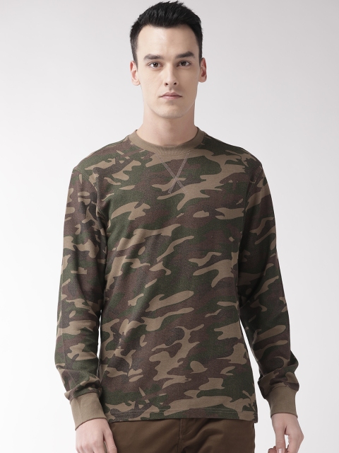 

Marks & Spencer Men Beige & Olive Green Slim Fit Camo Print Sweatshirt