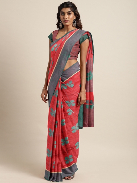 

The Chennai Silks Classicate Coral Pink & Green Woven Design Banarasi Saree