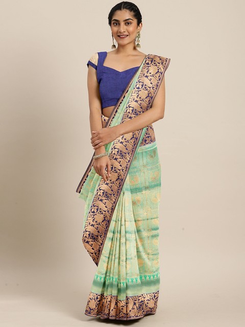 

The Chennai Silks Classicate Green Silk Blend Woven Design Patola Saree