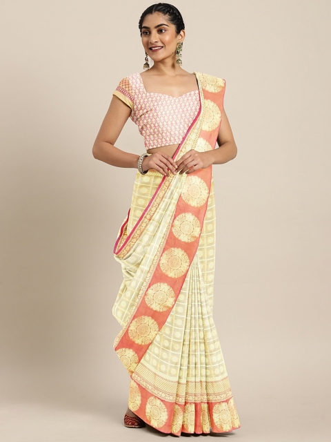 

The Chennai Silks Classicate Yellow Silk Blend Woven Design Patola Saree