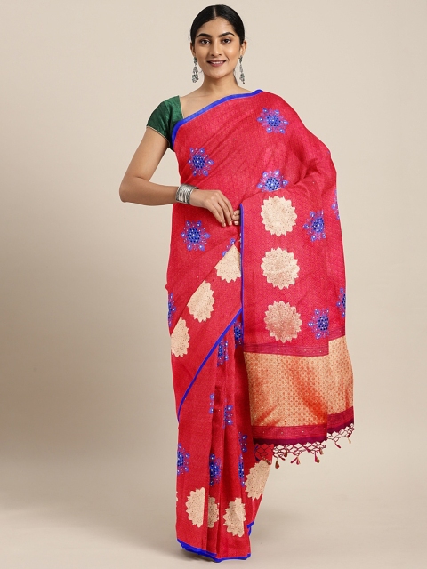 

The Chennai Silks Pink & Orange Organza Woven Design Banarasi Saree