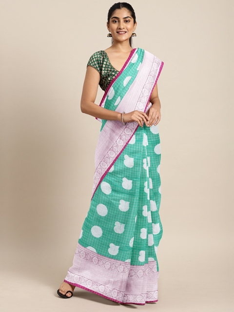 

The Chennai Silks Classicate Green & White Organza Printed Banarasi Saree