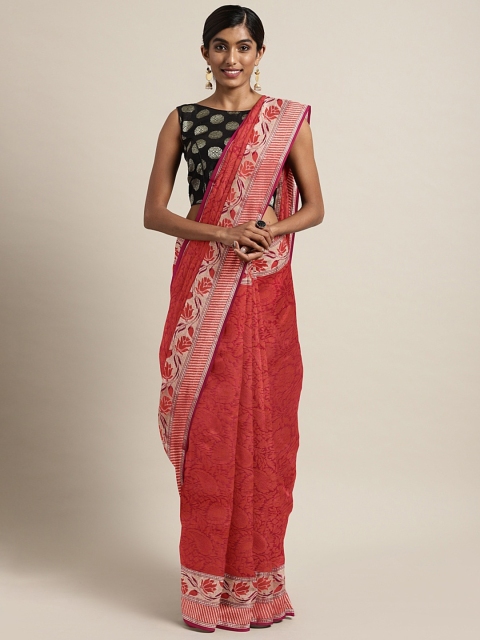 

The Chennai Silks Classicate Red Organza Woven Design Banarasi Saree