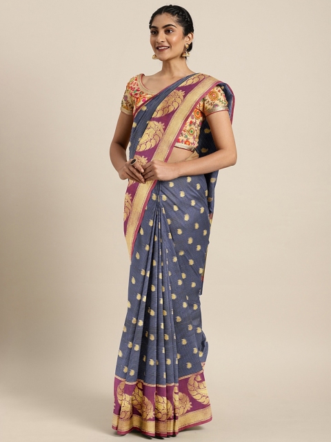 

The Chennai Silks Classicate Navy Blue Poly Silk Woven Design Banarasi Saree