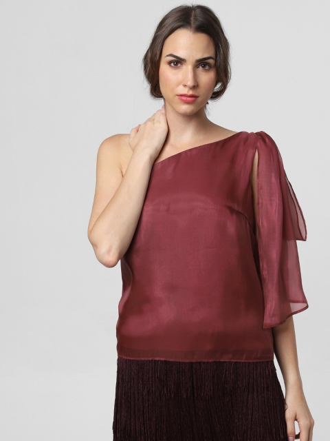 

Vero Moda Women Mauve Solid One Shoulder Top