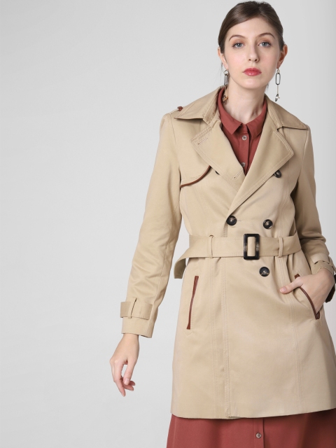 

Vero Moda Women Beige Solid Longline Overcoat