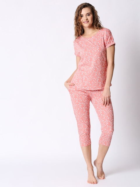 

I like me Women Peach-Coloured Printed Night suit