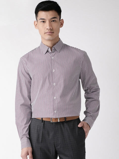 

Marks & Spencer Men White & Burgundy Regular Fit Striped Knitted Formal Shirt