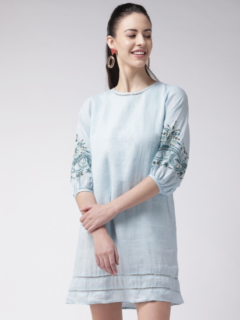 

SCOUP Women Blue Solid Shift Dress
