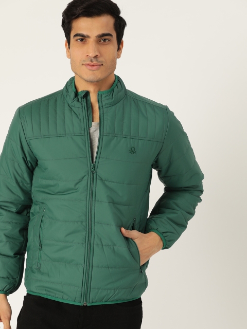 

United Colors of Benetton Men Green Solid Padded Jacket
