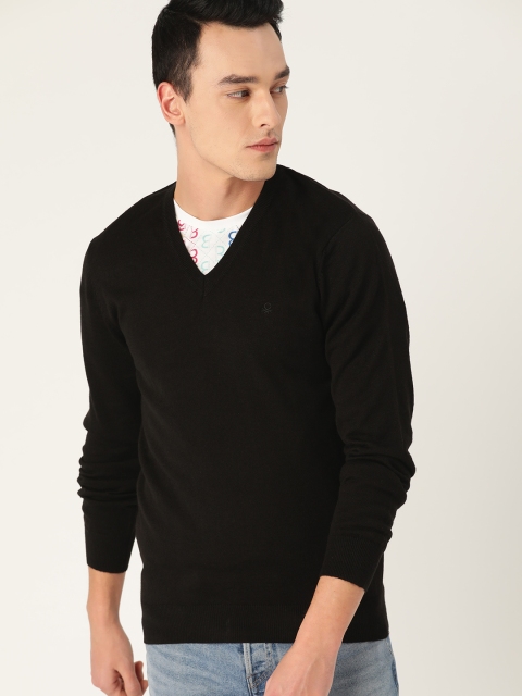 

United Colors of Benetton Men Black Solid Sweater