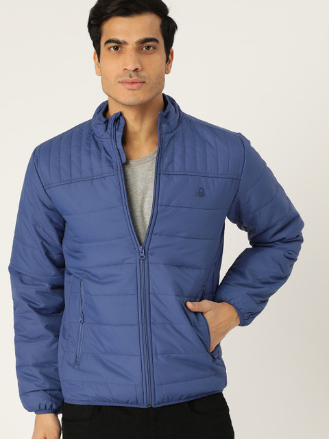 

United Colors of Benetton Men Blue Solid Padded Jacket