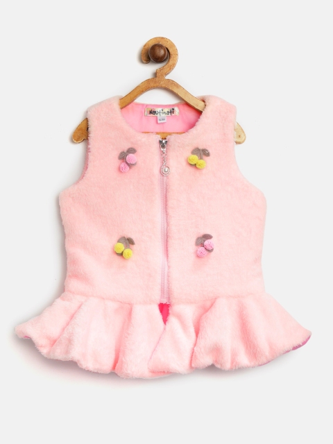 

Nauti Nati Girls Pink Fuzzy Tailored Jacket with Applique Detail