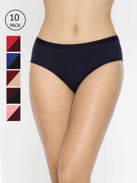 

LYRA Women Pack of 10 Assorted Solid Hipster Briefs LYRA_PTY_201, Multi