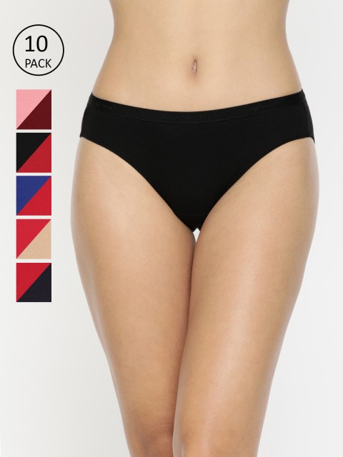 

LYRA Women Pack of 10 Assorted Solid Bikini Briefs LYRA_PTY_203, Multi