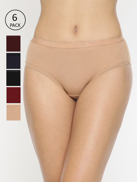 

LYRA Women Pack of 6 Solid Assorted Hipster Briefs LYRA_PTY_201, Multi