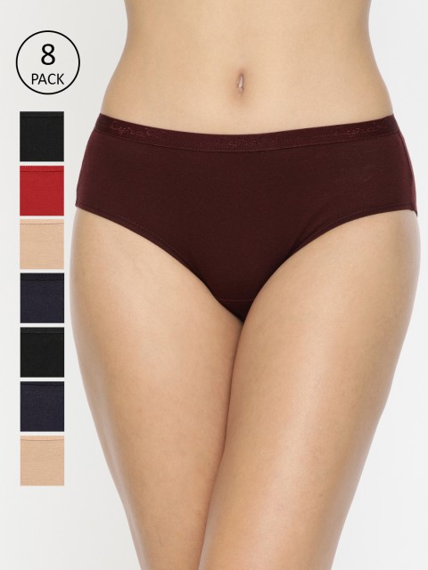 

LYRA Women Pack of 8 Assorted Solid Hipster Briefs LYRA_PTY_201, Multi