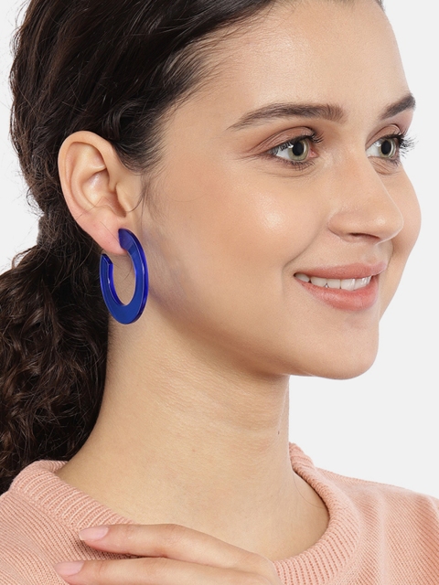 

Ayesha Blue Neon Acrylic Half Hoop Earrings
