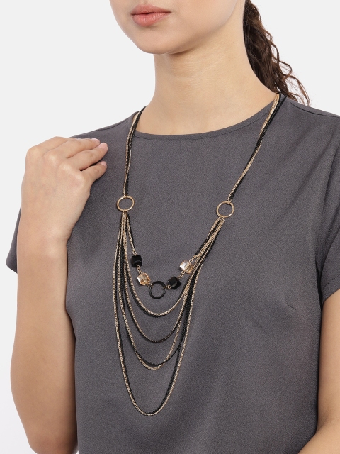 

Ayesha Gold-Toned & Black Multilayered Beaded Necklace