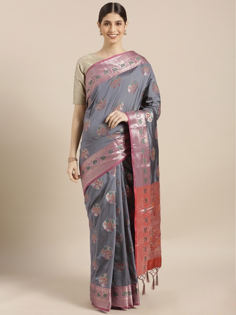 

PACHE Charcoal Grey Art Silk Woven Design Banarasi Saree