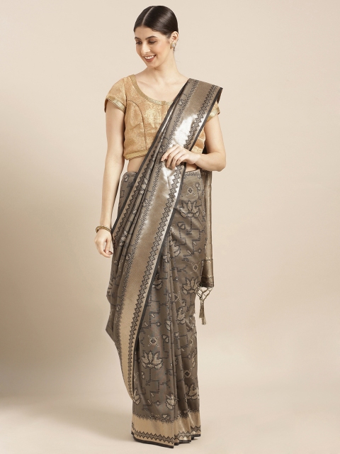 

PACHE Grey & Black Art Silk Woven Design Saree