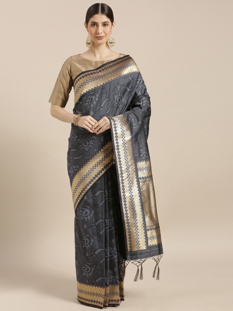

PACHE Charcoal Grey Art Silk Woven Design Saree