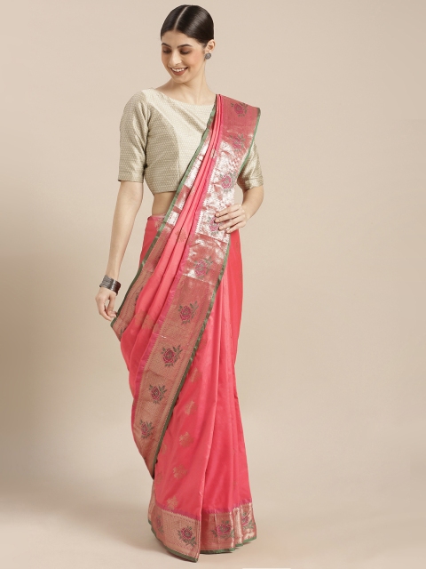 

PACHE Pink Art Silk Woven Design Banarasi Saree