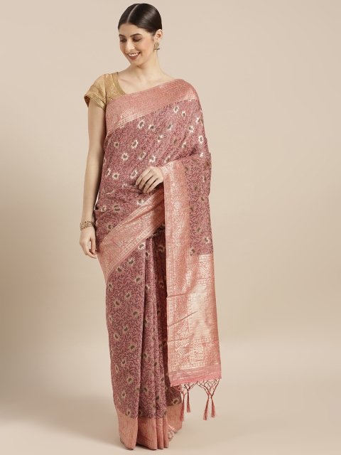 

PACHE Pink & Black Art Silk Woven Design Banarasi Saree
