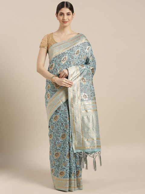 

PACHE Blue & Black Art Silk Woven Design Banarasi Saree