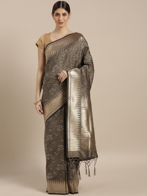 

PACHE Grey & Black Art Silk Woven Design Saree