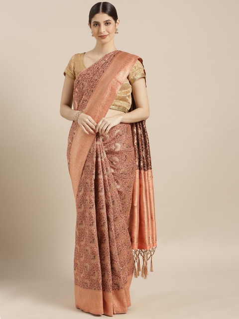 

PACHE Peach-Coloured Art Silk Woven Design Banarasi Saree