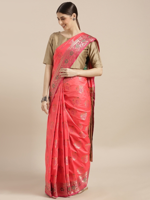 

PACHE Pink Art Silk Woven Design Banarasi Saree