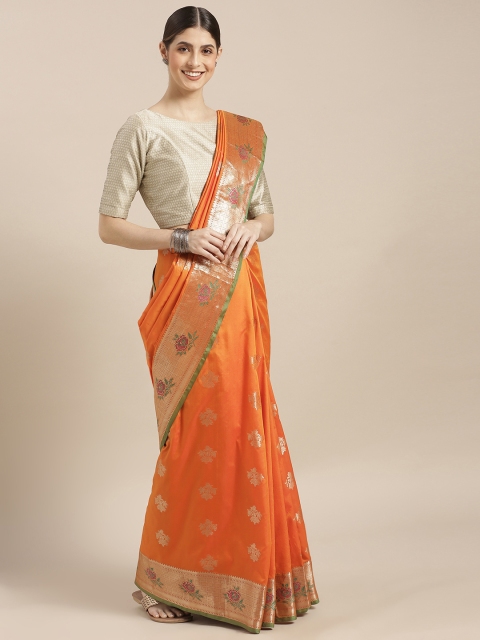 

PACHE Orange Art Silk Woven Design Banarasi Saree