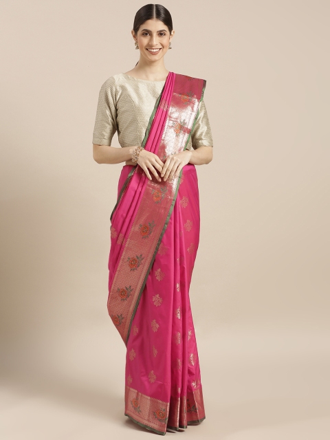 

PACHE Fuchsia Pink Art Silk Woven Design Banarasi Saree