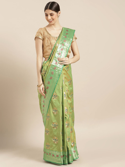 

PACHE Green Art Silk Woven Design Banarasi Saree