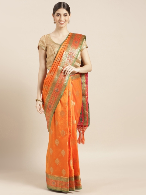 

PACHE Orange Art Silk Woven Design Banarasi Saree