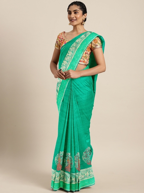 

The Chennai Silks Classicate Green Silk Blend Embellished Banarasi Saree