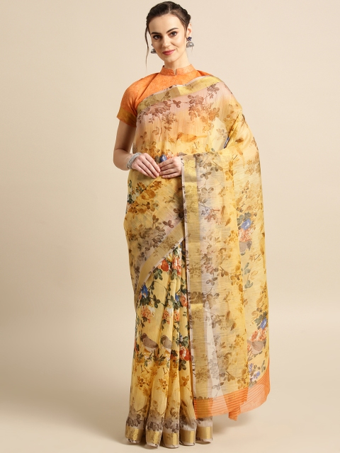 

Saree mall Yellow & Green Printed Saree
