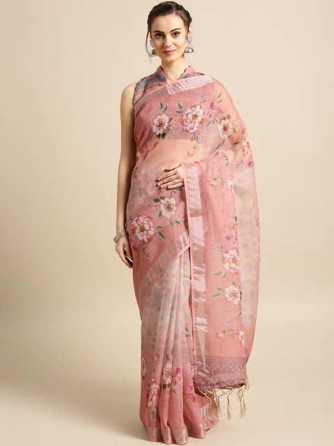 

Saree mall Dusty Pink & Off White Printed Saree