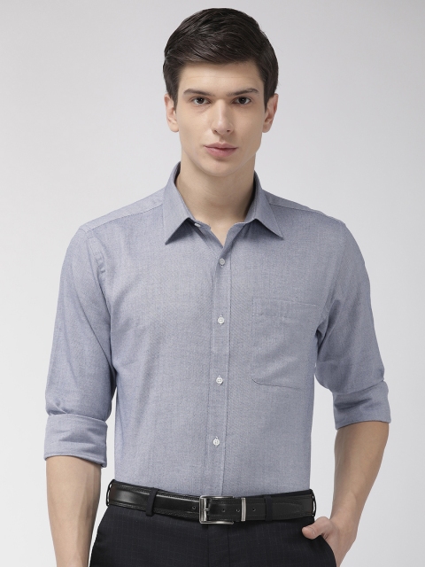 

Raymond Men Navy Blue & White Slim Fit Self Design Formal Shirt
