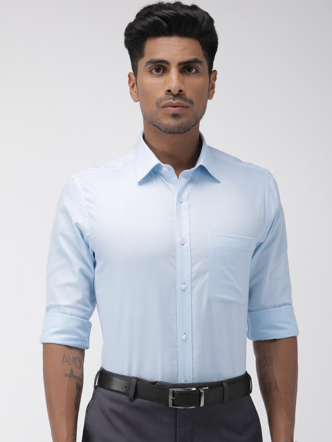 

Raymond Men Blue Slim Fit Self Design Formal Shirt