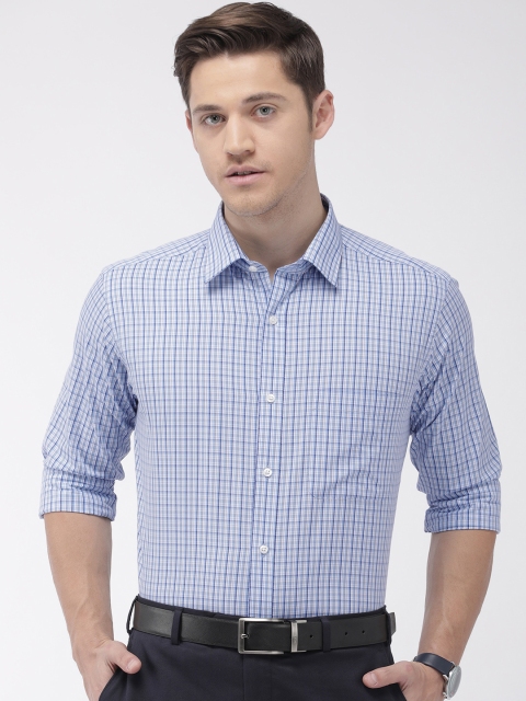 

Raymond Men Blue & White Slim Fit Checked Formal Shirt