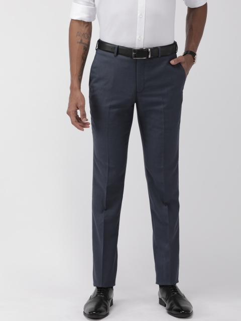 

Raymond Men Blue Slim Fit Solid Formal Trousers