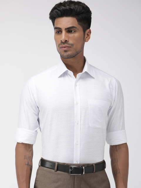 

Raymond Men White & Blue Slim Fit Printed Formal Shirt