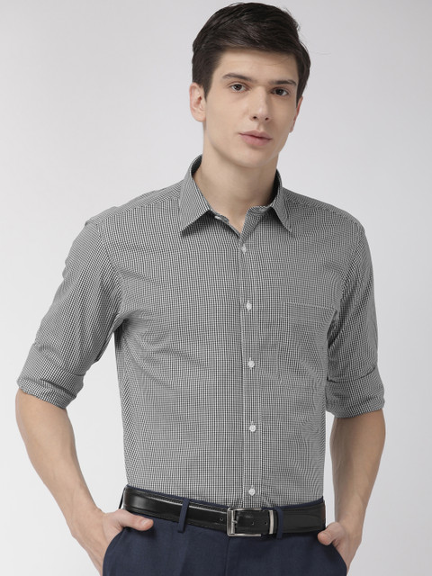 

Raymond Men Black & White Slim Fit Checked Formal Shirt