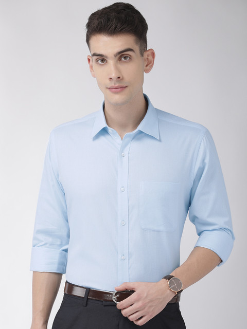 

Raymond Men Blue Self Design Slim Fit Formal Shirt